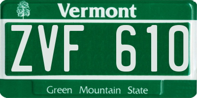 VT license plate ZVF610