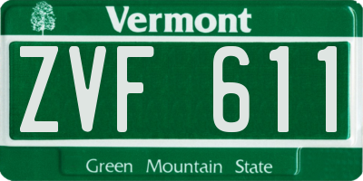 VT license plate ZVF611