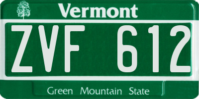 VT license plate ZVF612