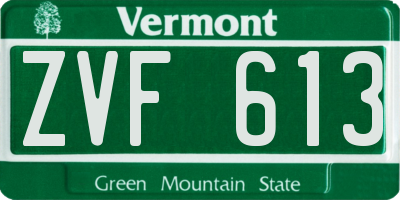 VT license plate ZVF613