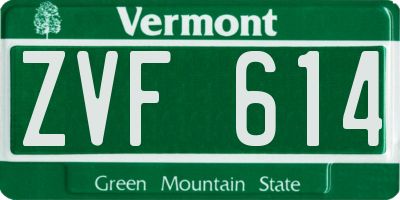 VT license plate ZVF614