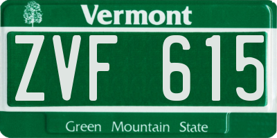 VT license plate ZVF615