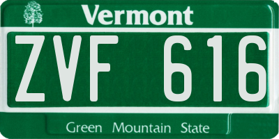 VT license plate ZVF616