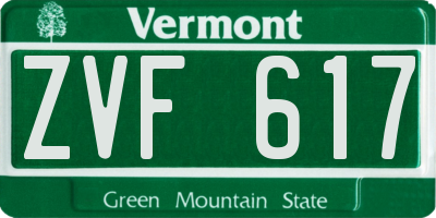 VT license plate ZVF617