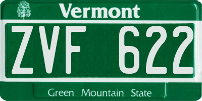 VT license plate ZVF622