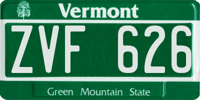 VT license plate ZVF626