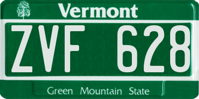 VT license plate ZVF628