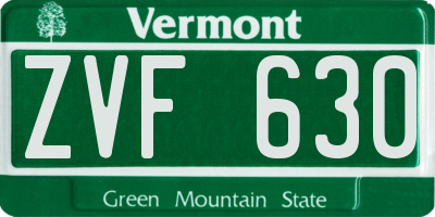 VT license plate ZVF630