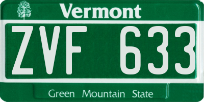 VT license plate ZVF633