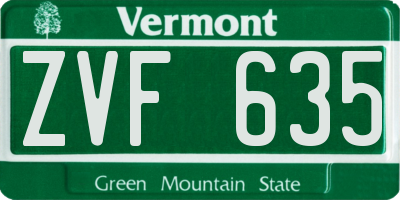 VT license plate ZVF635