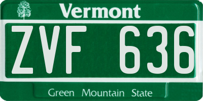 VT license plate ZVF636