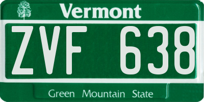 VT license plate ZVF638