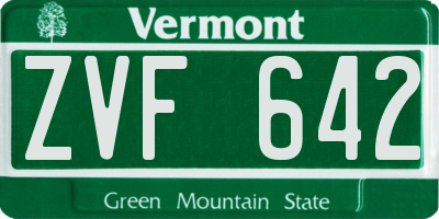 VT license plate ZVF642