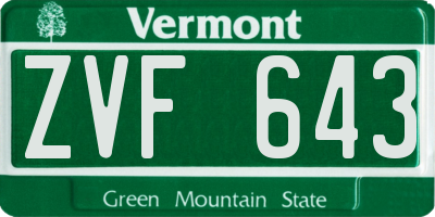 VT license plate ZVF643
