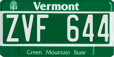 VT license plate ZVF644