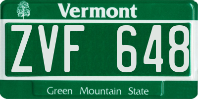 VT license plate ZVF648