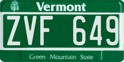 VT license plate ZVF649