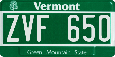VT license plate ZVF650