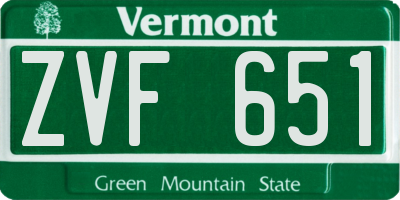 VT license plate ZVF651
