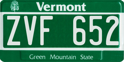VT license plate ZVF652