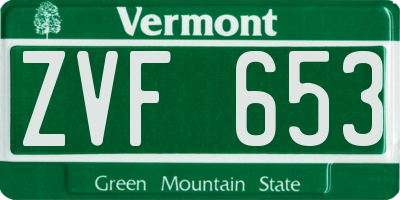 VT license plate ZVF653