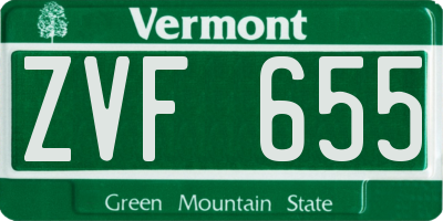 VT license plate ZVF655
