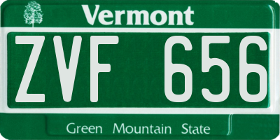 VT license plate ZVF656