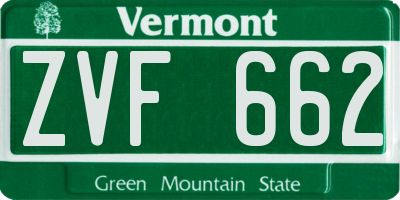 VT license plate ZVF662