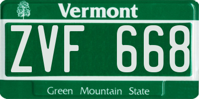 VT license plate ZVF668