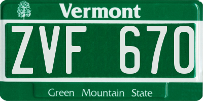 VT license plate ZVF670
