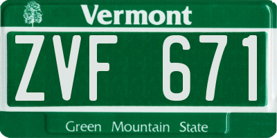 VT license plate ZVF671