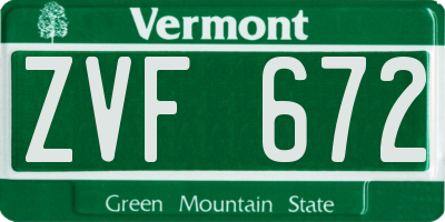 VT license plate ZVF672