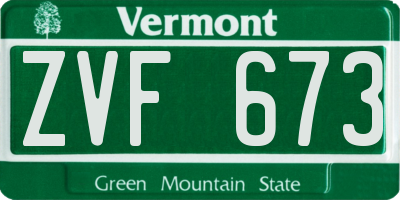 VT license plate ZVF673