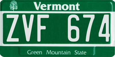VT license plate ZVF674