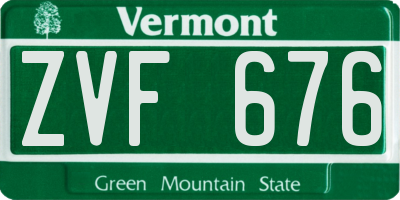 VT license plate ZVF676
