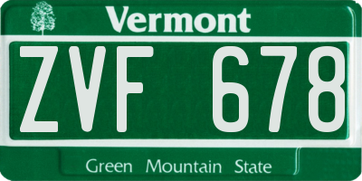 VT license plate ZVF678