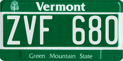 VT license plate ZVF680