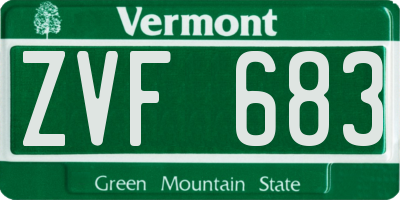 VT license plate ZVF683