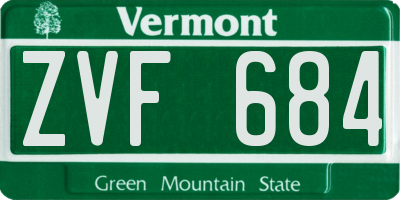 VT license plate ZVF684