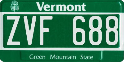 VT license plate ZVF688