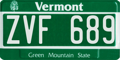 VT license plate ZVF689