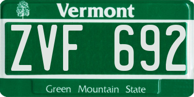 VT license plate ZVF692