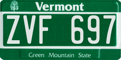 VT license plate ZVF697