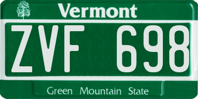 VT license plate ZVF698