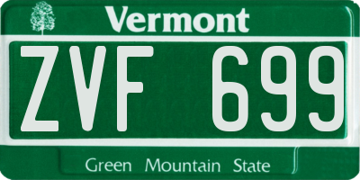 VT license plate ZVF699