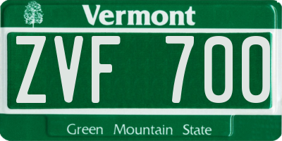 VT license plate ZVF700