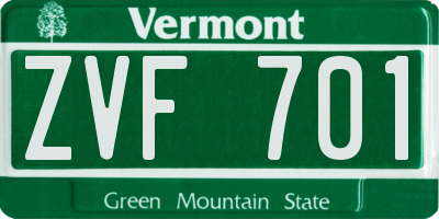 VT license plate ZVF701