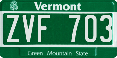 VT license plate ZVF703