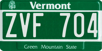 VT license plate ZVF704