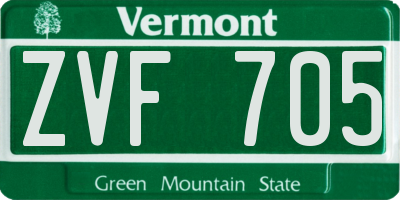 VT license plate ZVF705